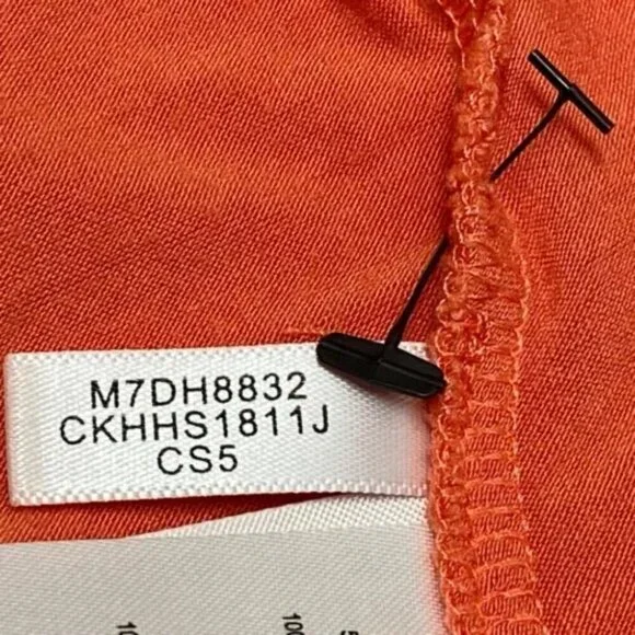 Calvin Klein Women's V-Neck Top Large Orange Multi Layer Fabric Tunic Shirt NWOT - Picture 11 of 12